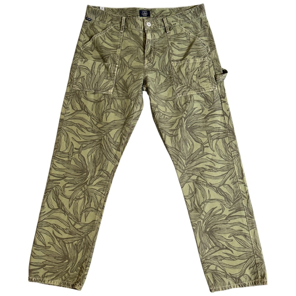 Citizens of‎ Humanity COH Straight Leg Pants Palm Print Green 32x27 USA Made Y2K